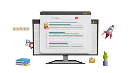 Ilustración de una pantalla con gráficas, catálogo digital y elementos de compra visibles