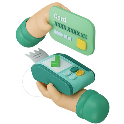 Pago con datáfono y tarjeta ilustrando facturación electrónica y cobros