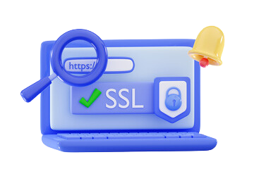 Ilustración de una pantalla con certificado SSL y elementos de accesibilidad