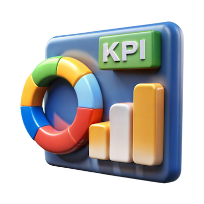 Gráfica de KPI y barras representando campañas publicitarias en redes sociales