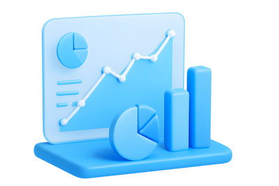 Panel con gráficos de barras y estadísticas representando reporting en marketing digital