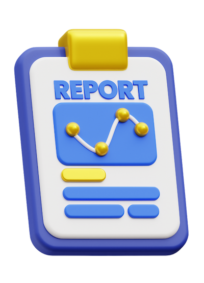 Ilustración de un informe con un gráfico de líneas en un portapapeles