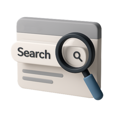 Ilustración de una búsqueda en Google con lupa que representa una web existente sin visibilidad en los resultados